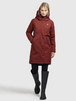 Khujo Parkas Parka Mi-saison Femme Rouge Rouille -Khujo Soldes Magasin 0ab47665528fbc0131f15e8c85504190