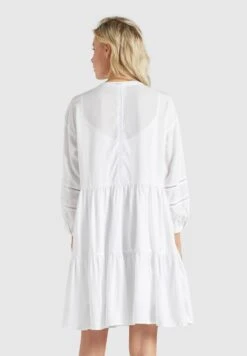 Khujo Robes Fluides Robe-chemise Crepes Femme Blanc -Khujo Soldes Magasin 0d32323d4abfbbeb6c6bda39fe064fc8