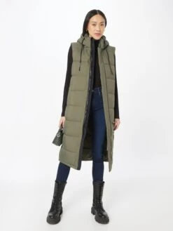 Khujo Vestes Sans Manches Gilet Tourin Femme Kaki -Khujo Soldes Magasin 120ff3938ba582a817f581d23d533d69