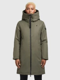 Khujo Manteaux De Mi-saison Manteau Mi-saison LISAD Femme Kaki -Khujo Soldes Magasin 1f7f1209bede84218b16b39642e6c944