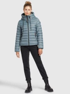Khujo Vestes De Mi-saison Veste Mi-saison Lovina Femme Bleu-gris -Khujo Soldes Magasin 85fc1afb274ff8bd1be9c9203822f9b9