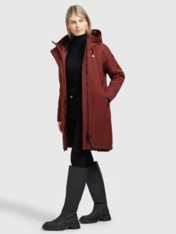 Khujo Parkas Parka Mi-saison Femme Rouge Rouille -Khujo Soldes Magasin 88c7a010b382917fe939d8c4a0207619