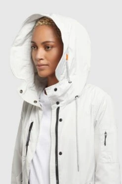 Khujo Parkas Parka Mi-saison Dayes Femme Blanc Cassé -Khujo Soldes Magasin 9d3326badbbc80588bd25562b90656f4