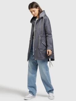 Khujo Parkas Parka Mi-saison ONDA2 Femme Bleu-gris -Khujo Soldes Magasin 9e2ec4689a004af906b8d20b86617424