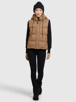 Khujo Vestes Sans Manches Gilet Eden Femme Noisette -Khujo Soldes Magasin b529dacb07e8ea1540cd08f521c017a2