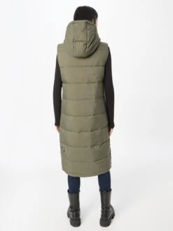 Khujo Vestes Sans Manches Gilet Tourin Femme Kaki -Khujo Soldes Magasin cf409bf99b4ba760e0f5e5567b0cf87f