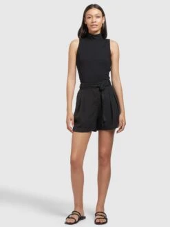 Khujo Shorts Loosefit Pantalon à Pince Elida Femme Noir -Khujo Soldes Magasin dbc721459c0fcaebdff626bfc9acd7b7